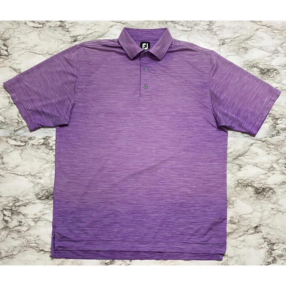 FootJoy Mens Golf Polo Shirt Size‎ L Purple Heathered Short Sleeve Emb Logo